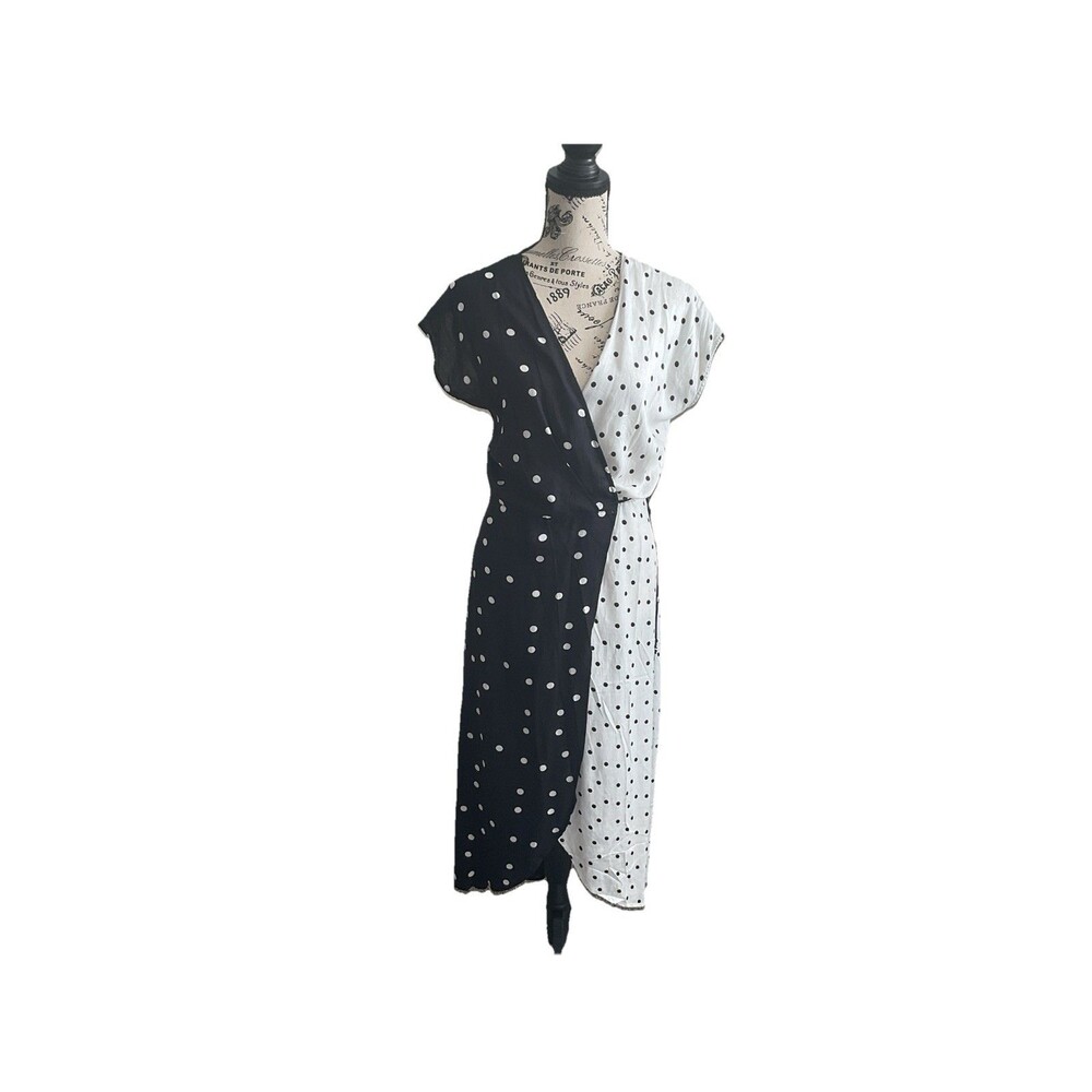Poof New York Split Colorblock Polka Dot Dress New Size M Romantic Cottage Core